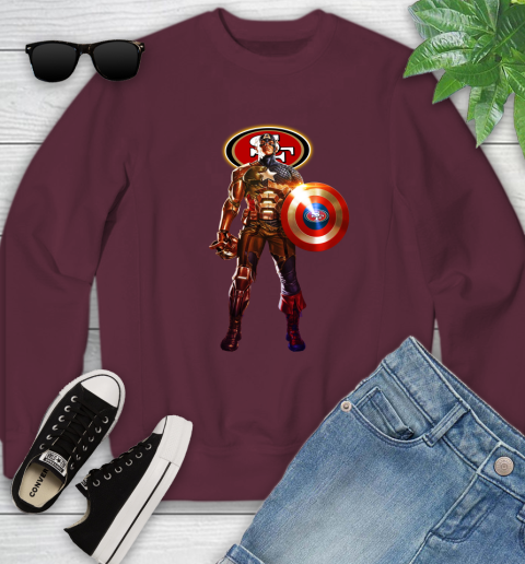 NFL Captain America Marvel Avengers Endgame Football Sports San Francisco 49ers Youth Sweatshirt 5