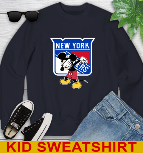 New York Rangers NHL Hockey Dabbing Mickey Disney Sports Youth Sweatshirt 3