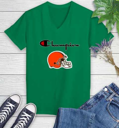 NFL Football Cleveland Browns Champion Shirt Women's V-Neck T-Shirt 3
