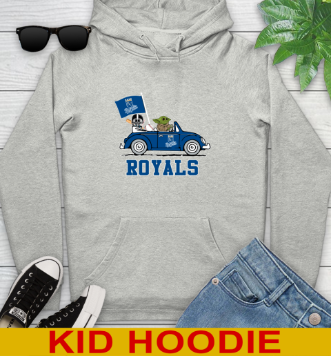 MLB Baseball Kansas City Royals Darth Vader Baby Yoda Driving Star Wars Shirt Youth Hoodie
