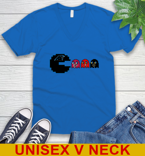 Carolina Panthers NFL Football Pac Man Champion V-Neck T-Shirt 6