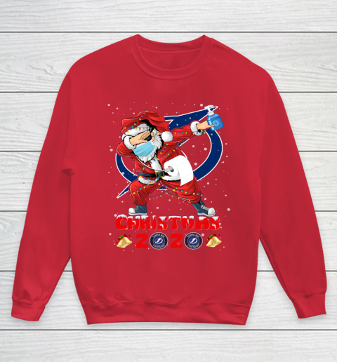Tampa Bay Lightning Funny Santa Claus Dabbing Christmas 2020 NHL Youth Sweatshirt 7