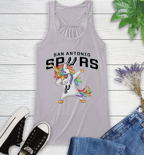 San Antonio Spurs NBA Basketball Funny Unicorn Dabbing Sports Racerback Tank 5