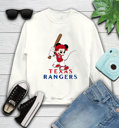 MLB Baseball Texas Rangers Cheerful Mickey Mouse Shirt Sweatshirt 2