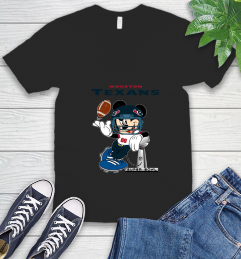NFL Houston Texans Mickey Mouse Disney Super Bowl Football T Shirt V-Neck T-Shirt 2