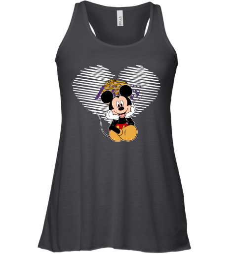 NBA Los Angeles Lakers The Heart Mickey Mouse Disney Basketball Women's  V-Neck T-Shirt