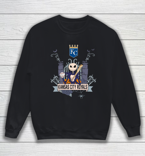 MLB Kansas City Royals Baseball Jack Skellington Halloween Sweatshirt
