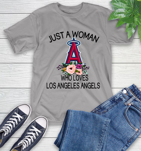 MLB Just A Woman Who Loves Los Angeles Angels Baseball Sports T-Shirt 4