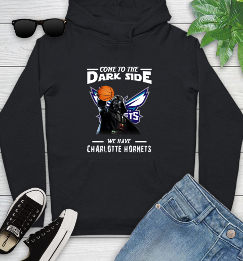 NBA Come To The Dark Side We Have Charlotte Hornets Star Wars Darth Vader Basketball Youth Hoodie