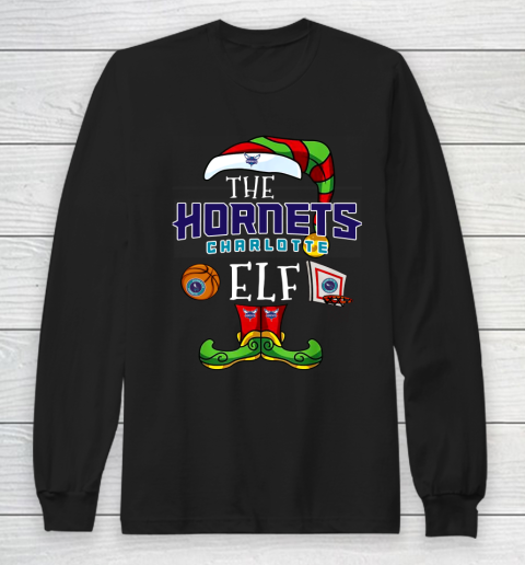 Charlotte Hornets Christmas ELF Funny NBA Long Sleeve T-Shirt