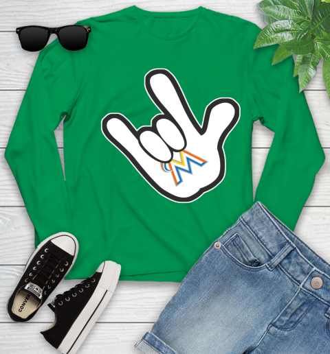 Miami Marlins MLB Baseball Mickey Rock Hand Disney Youth Long Sleeve 6