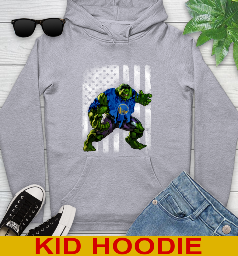 Golden State Warriors Hulk Marvel Avengers NBA Basketball American Flag Youth Hoodie 6