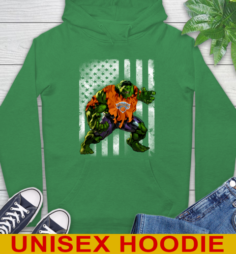 New York Knicks Hulk Marvel Avengers NBA Basketball American Flag Hoodie 8