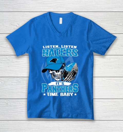 Listen Haters It is PANTHERS Time Baby NFL V-Neck T-Shirt 5