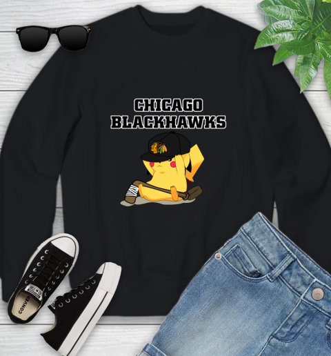 NHL Pikachu Hockey Sports Chicago Blackhawks Youth Sweatshirt 2
