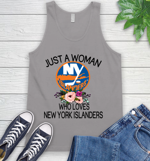 NHL Just A Woman Who Loves New York Islanders Hockey Sports Tank Top 2