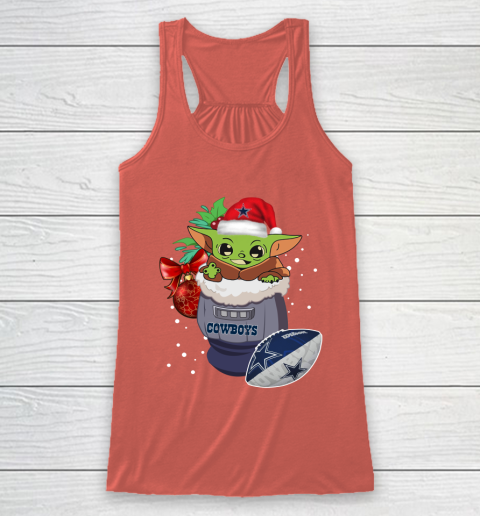 Dallas Cowboys Christmas Baby Yoda Star Wars Funny Happy NFL Racerback Tank 4