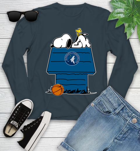 Minnesota Timberwolves NBA Basketball Snoopy Woodstock The Peanuts Movie Youth Long Sleeve 8
