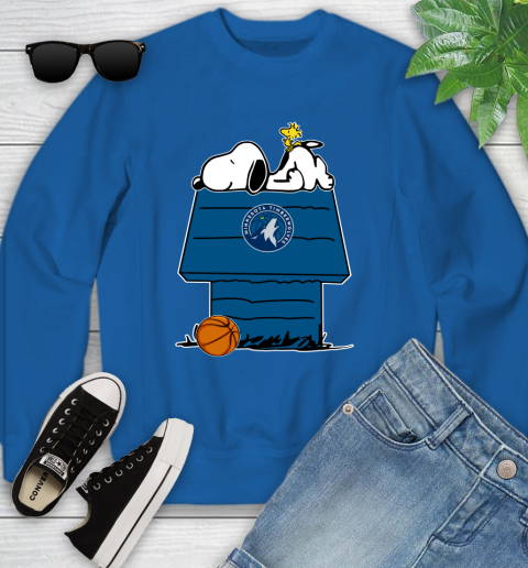 Minnesota Timberwolves NBA Basketball Snoopy Woodstock The Peanuts Movie Youth Sweatshirt 8