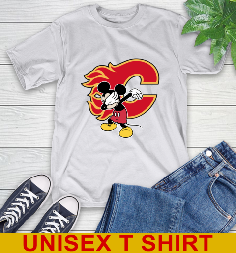 Calgary Flames NHL Hockey Dabbing Mickey Disney Sports T-Shirt 12