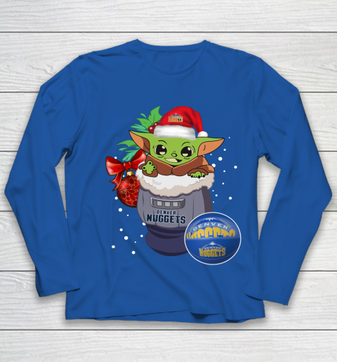 Denver Nuggets Christmas Baby Yoda Star Wars Funny Happy NBA Youth Long Sleeve 9