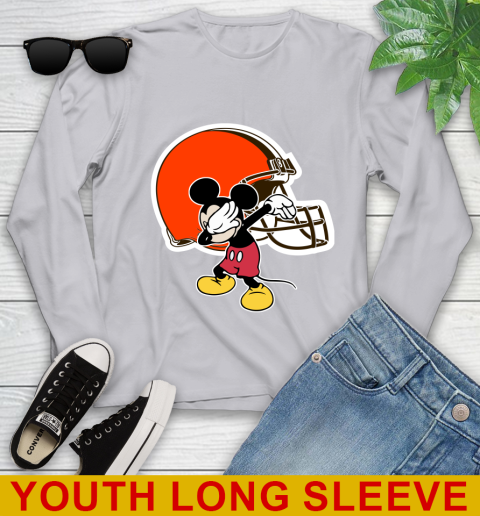 Cleveland Browns NFL Football Dabbing Mickey Disney Sports Youth Long Sleeve 6