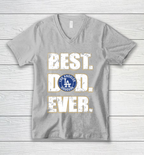 MLB Los Angeles Dodgers Baseball Best Dad Ever Family Shirt V-Neck T-Shirt 3
