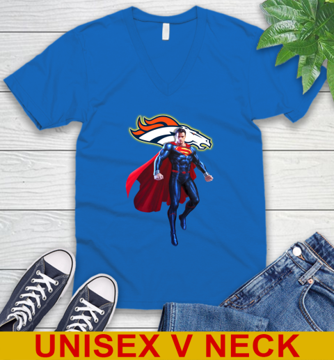 NFL Superman DC Sports Football Denver Broncos V-Neck T-Shirt 6