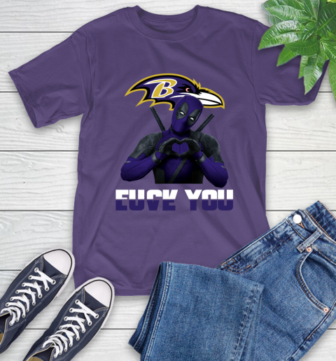 NHL Baltimore Ravens Deadpool Love You Fuck You Football Sports T-Shirt 5