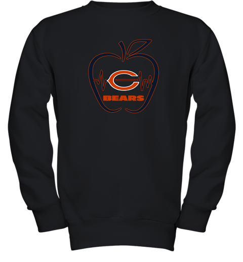 Apple Heartbeat Teacher Symbol Chicago Bears Youth Sweatshirt