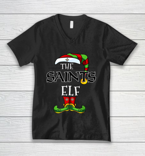 New Orleans Saints Christmas ELF Funny NFL V-Neck T-Shirt