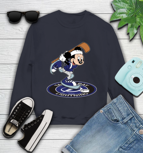 NHL Hockey Tampa Bay Lightning Cheerful Mickey Disney Shirt Youth Sweatshirt 3