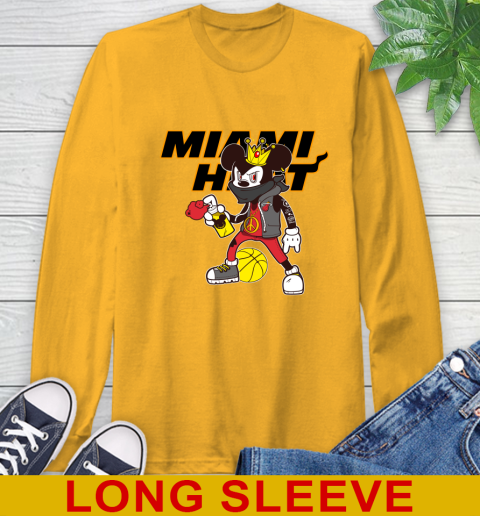Miami Heat NBA Basketball Mickey Peace Sign Sports Long Sleeve T-Shirt 3