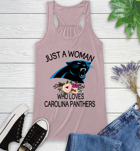 NFL Just A Woman Who Loves Carolina Panthers Football Sports Racerback Tank 5