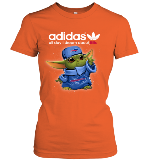 Baby Yoda Adidas All Day I Dream About  Bills v2v3 baby yoda adidas all day i dream aboutbills ladies t shirt 20 front orange
