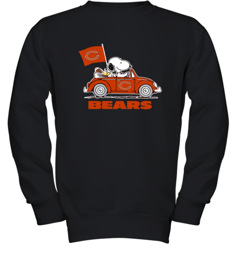 Snoopy And Woodstock Ride The Chicago Bears Car NFL Youth Sweatshirt