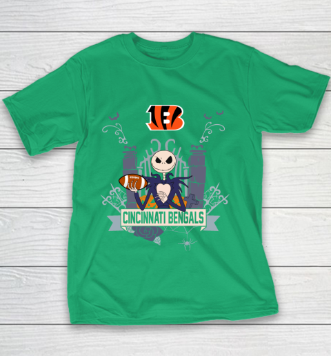 NFL Cincinnati Bengals Football Jack Skellington Halloween Youth T-Shirt 3