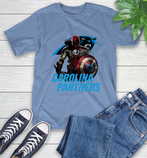 NFL Captain America Thor Spider Man Hawkeye Avengers Endgame Football Carolina Panthers T-Shirt 11