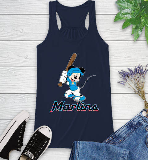MLB Baseball Miami Marlins Cheerful Mickey Mouse Shirt Racerback Tank 11