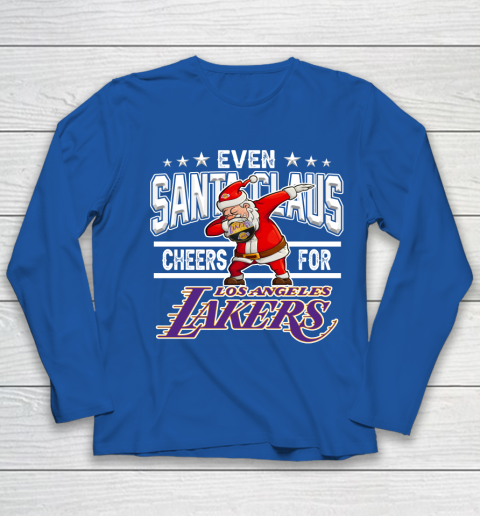 Los Angeles Lakers Even Santa Claus Cheers For Christmas NBA Youth Long Sleeve 7