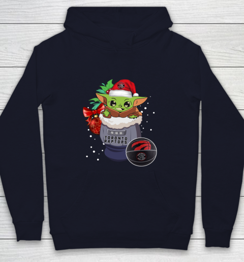 Toronto Raptors Christmas Baby Yoda Star Wars Funny Happy NBA Youth Hoodie 3