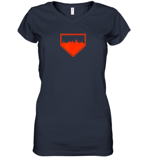 2out san francisco baseball home plate vintage sf skyline women v neck t shirt 39 front navy