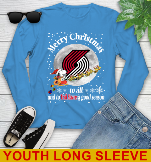 Portland Trail Blazers Merry Christmas To All And To Trail Blazers A Good Season NBA Basketball Sports Youth Long Sleeve 8