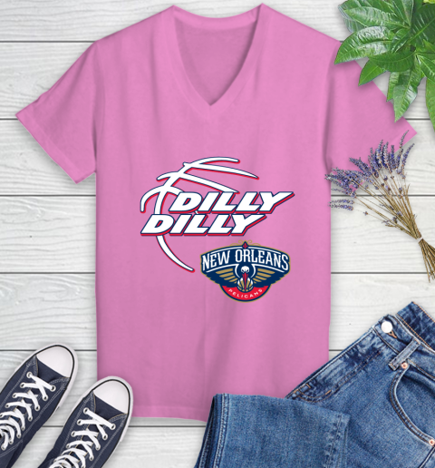 NBA New Orleans Pelicans Dilly Dilly Basketball Sports Women's V-Neck T-Shirt 14