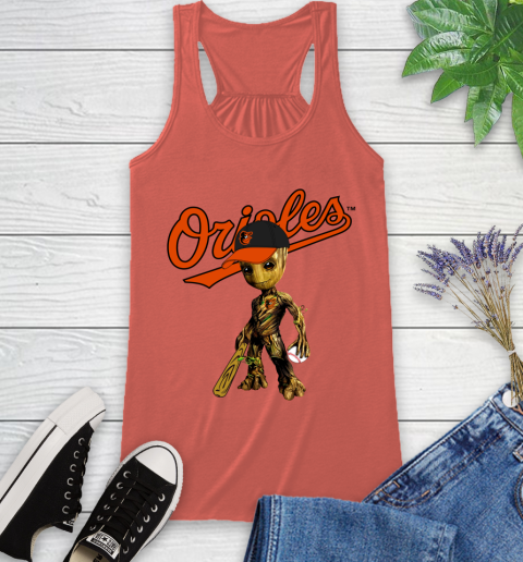 MLB Baltimore Orioles Groot Guardians Of The Galaxy Baseball Racerback Tank 4