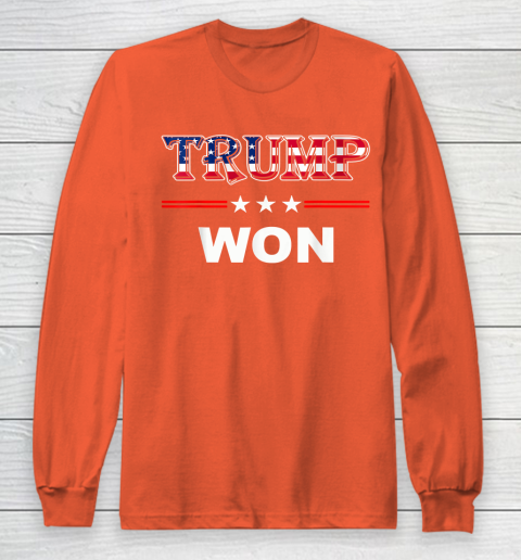 Trump Won T Shirt 4th of July American Flag Long Sleeve T-Shirt 3