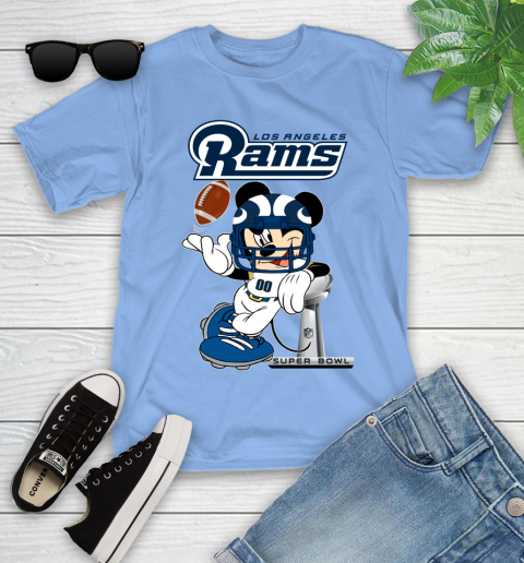 NFL Los Angeles Rams Mickey Mouse Disney Super Bowl Football T Shirt Youth T-Shirt 11