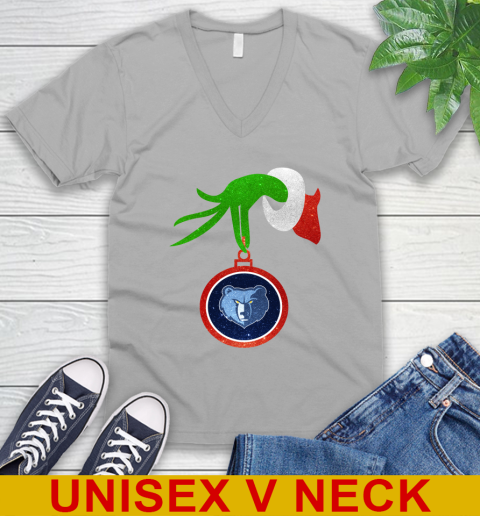 Memphis Grizzlies Grinch Merry Christmas NBA Basketball V-Neck T-Shirt 4