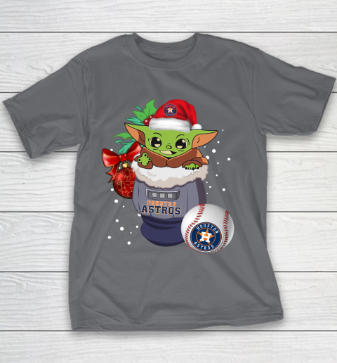 Houston Astros Christmas Baby Yoda Star Wars Funny Happy MLB Youth T-Shirt 7