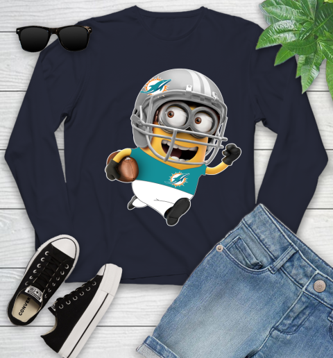 NFL Miami Dolphins Minions Disney Football Sports Youth Long Sleeve 3